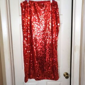 Red sequin skirt